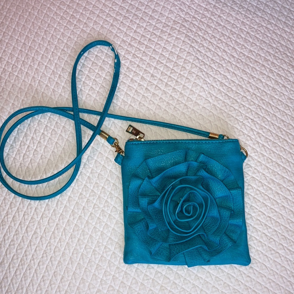 Bright Turquoise Rosette Purse